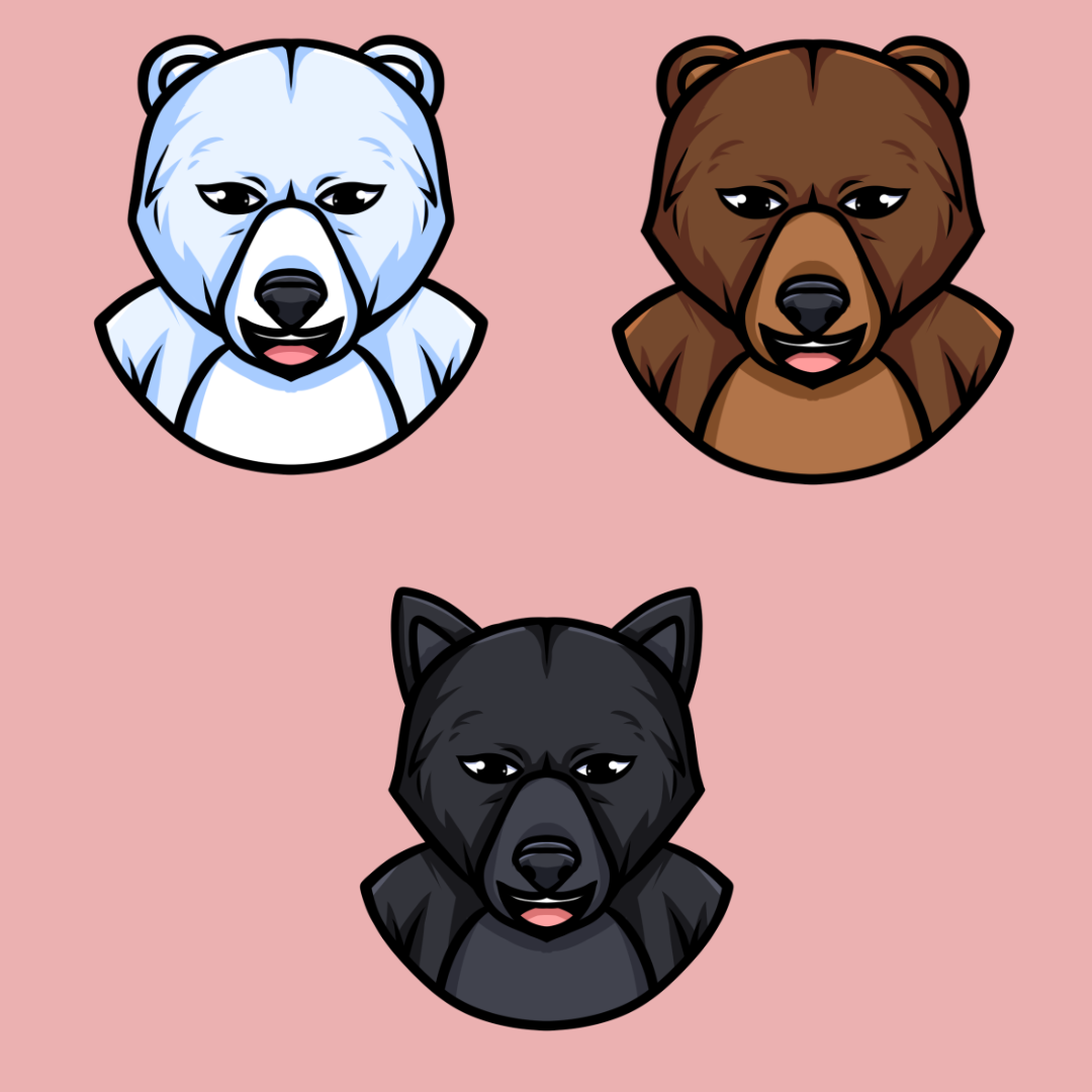 Custom Twitch Chat Badges Pack - Celebrate Loyalty with Unique Bear-Themed Designs
